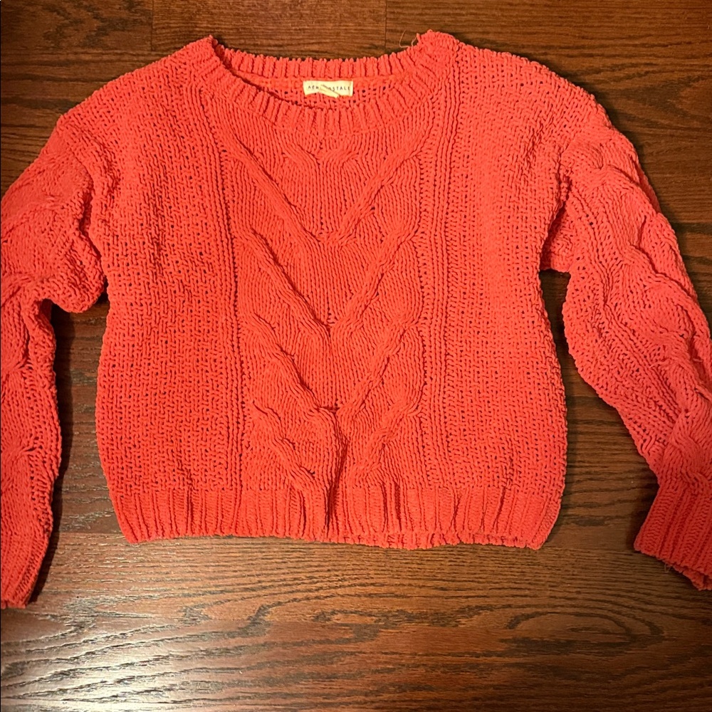Aeropostale Vibrant Coral Knit Sweater